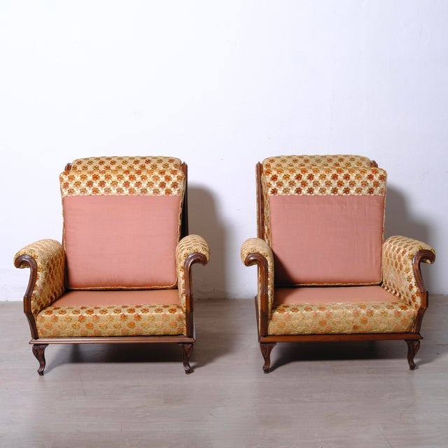 Vintage Regency Italian Velvet Armchairs, 1950s, Set of 2 For Sale - Image 10 of 12