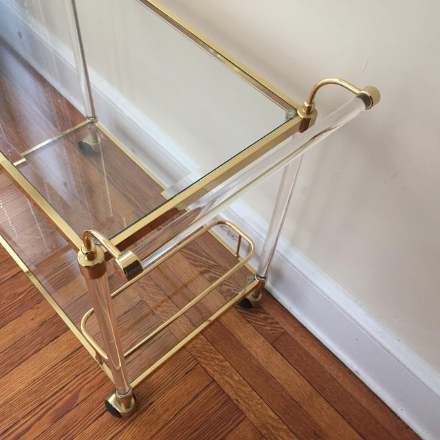 Modern Brass & Lucite Bar Cart Chairish