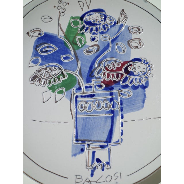 Italian Art Ceramic Pottery Plate by Manlio Bacosi Deruta, 1970s For Sale - Image 3 of 8