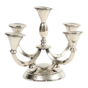 English Silver Plated Five-Light Candleholder, C. 1940