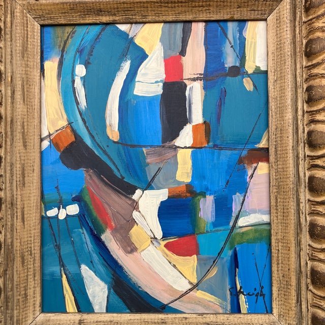 Original 8 x 10 painting on Masonite Signed bottom right Overall size with vintage frame is approximately 11.5 x 13.5