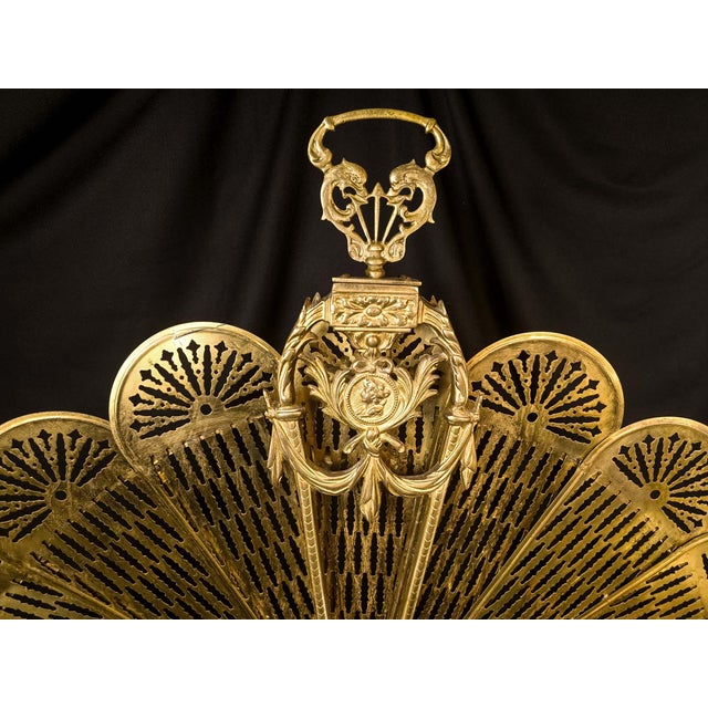 Mid 20th Century Victorian Brass Peacock Fireplace Screen Made in Japan For Sale - Image 5 of 6
