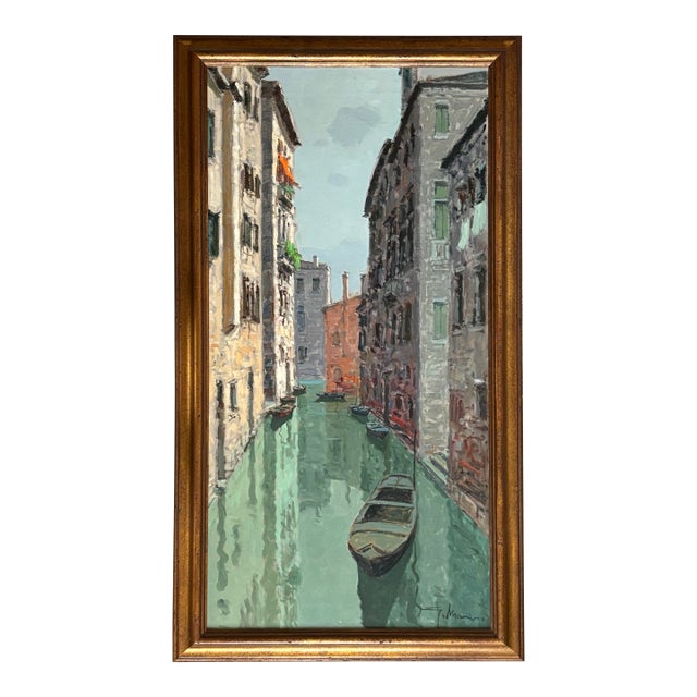 1950s Italian Oil Painting by Guiseppe Marino (1916-1975), Framed For Sale