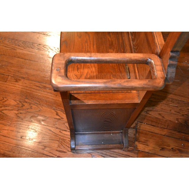 Arts & Crafts Oak Hall Tree With Storage Trunk Micheals Cherry For Sale - Image 3 of 8