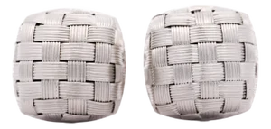Roberto Coin Frosted Woven Square in 18k White Gold Appassionata Stud Earrings, A Pair