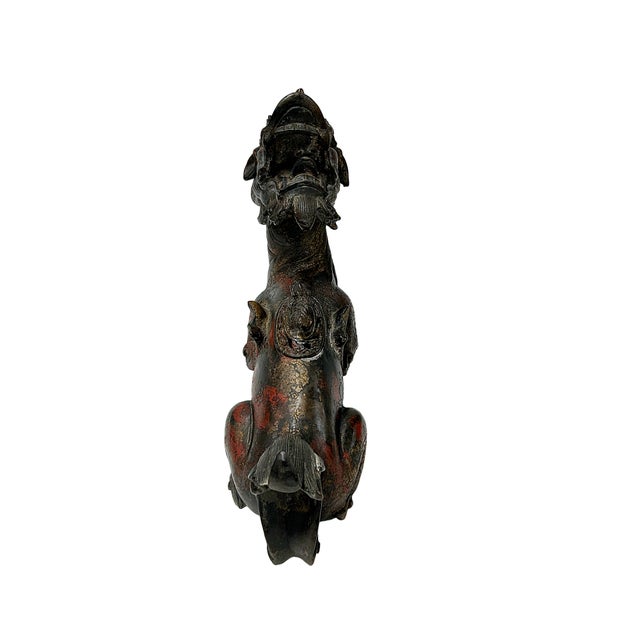 Vintage Rustic Metal Fengshui Kirin Incense Burner Display Art Figures For Sale In San Francisco - Image 6 of 8