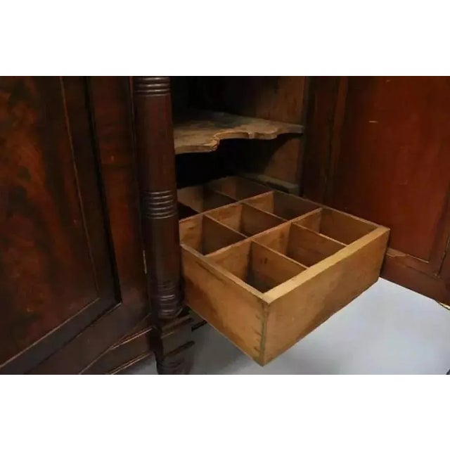 Antique 19th C. American Empire Crotch Flame Mahogany Sideboard Buffet For Sale - Image 10 of 11