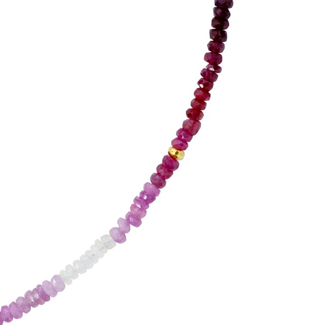 2020s Birthstone July Ruby Ombre Necklace 14k Gold II For Sale - Image 5 of 8