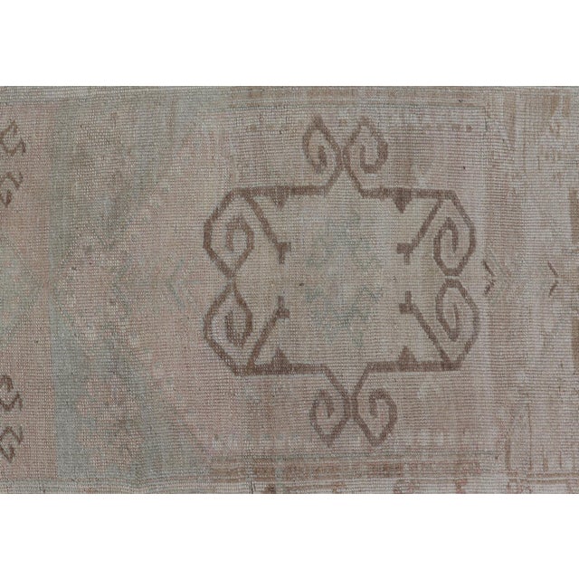 Vintage Turkish Oushak Runner With Soft Pastel Tones and Stylized Geometric Moti 2'1 X 12'8 For Sale - Image 10 of 11
