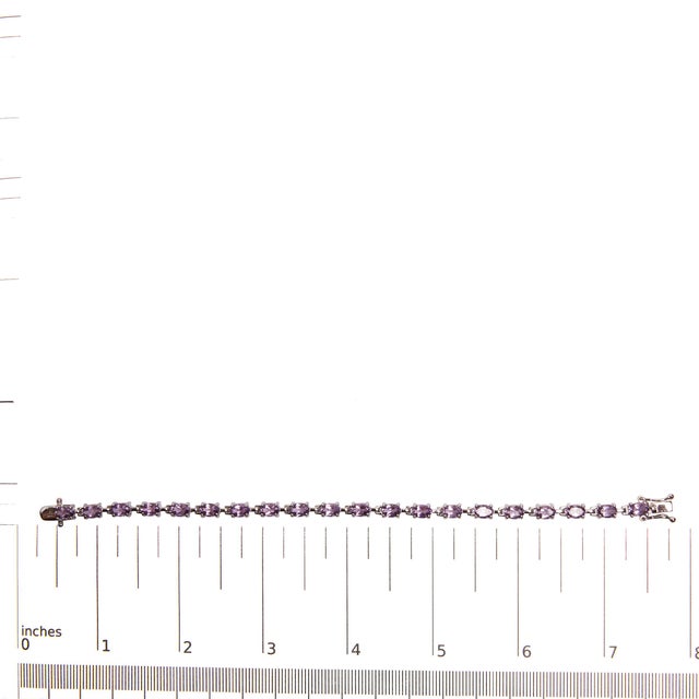 Early 21st Century .925 Sterling Silver 8 1/2 Cttw Oval Shaped Purple Amethyst Link Bracelet - 7" Inches For Sale - Image 5 of 5