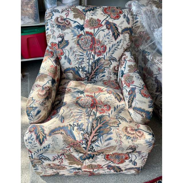 Pearson 709 retired Tall Rolled Tight Back English Arm Swivel Chairs with a loose T-seat cushion; Dressmaker skirt. Chairs...