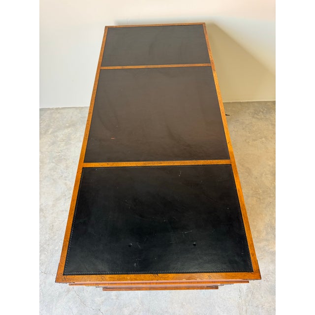 Baker Furniture Milling Road Hollywood Regency Campaign-Style Walnut Desk With Leather Top/ Sold For Sale - Image 10 of 12