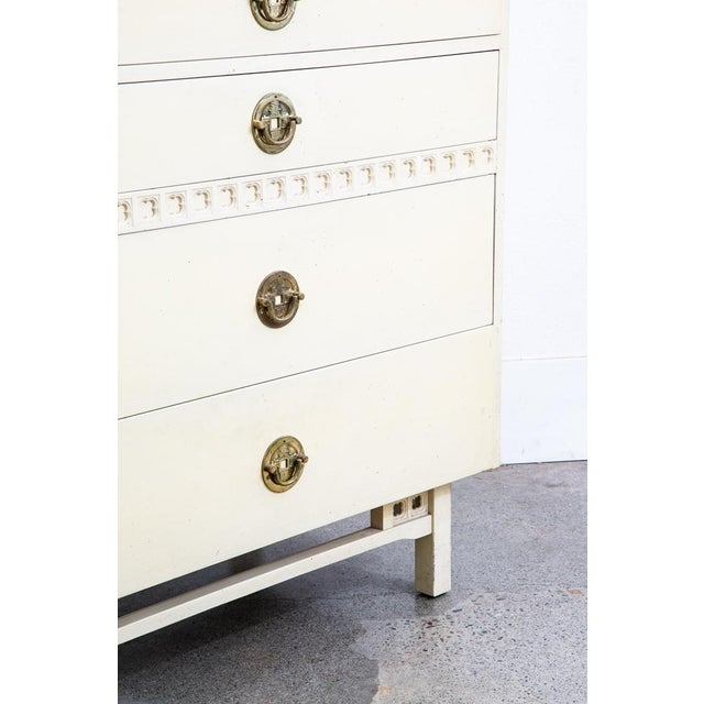 1960s Mid Century Modern Dresser Highboy 6 Drawer White American Kalpe Trim For Sale - Image 12 of 12