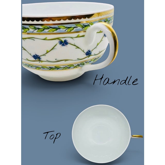 Raynaud Limoges Allee Royale Teacup-France-Fine Porcelain-Gold-Blue Floral-China For Sale - Image 9 of 11