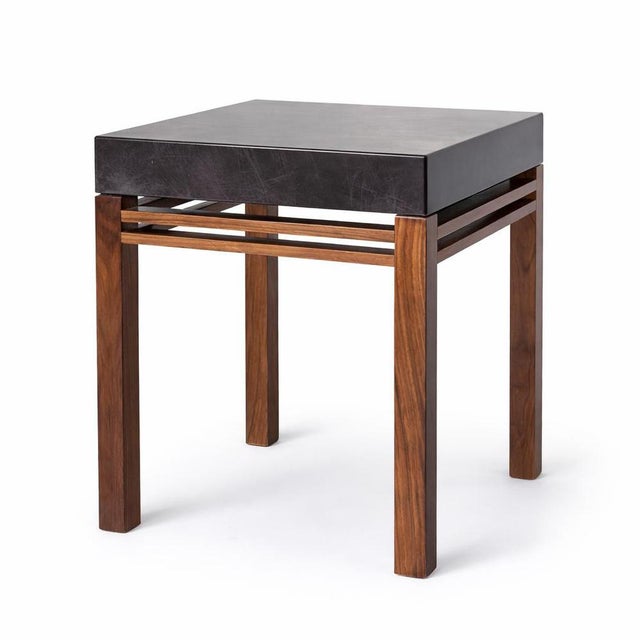 Mid-Century Minimalist Teak and Acrylic Bedside Table For Sale - Image 9 of 9