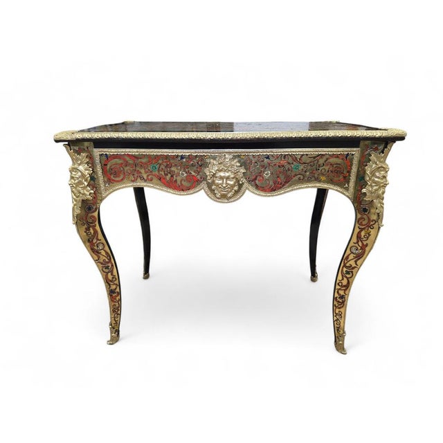 French Boulle Style with Marquetry and Gilt Side Table, 1800 For Sale - Image 12 of 13