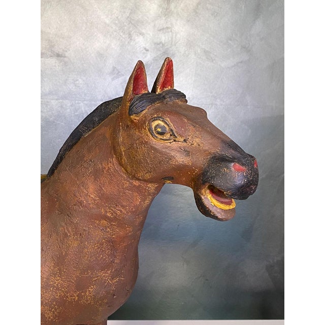 Wood Antique Wooden Horse Sculpture, 1890s For Sale - Image 7 of 18