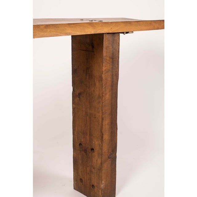Brutalist Wood Console Table, 1970 For Sale - Image 9 of 15