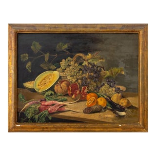 European School Still Life With Fruit Oil, 19th C. For Sale
