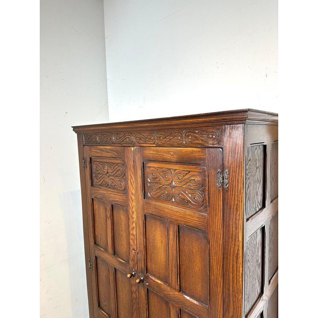 Antique Oak Wardrobe Cabinet For Sale - Image 3 of 6