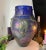 14" Signed Vase Jean-Claude Novaro 1986 Iridescent Cobalt Blue Vase For Sale - Image 12 of 12