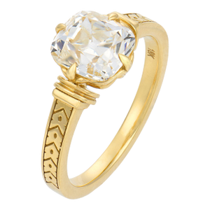 Gia 2.02 Carat Old Mine Cut Diamond 18k Yellow Gold Engagement Ring, Size 6.5