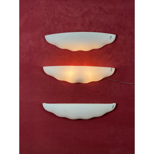 Large Wall Lamps in Opaline Blown Murano Glass from Leucos, 1980s, Set of 3 For Sale - Image 6 of 18