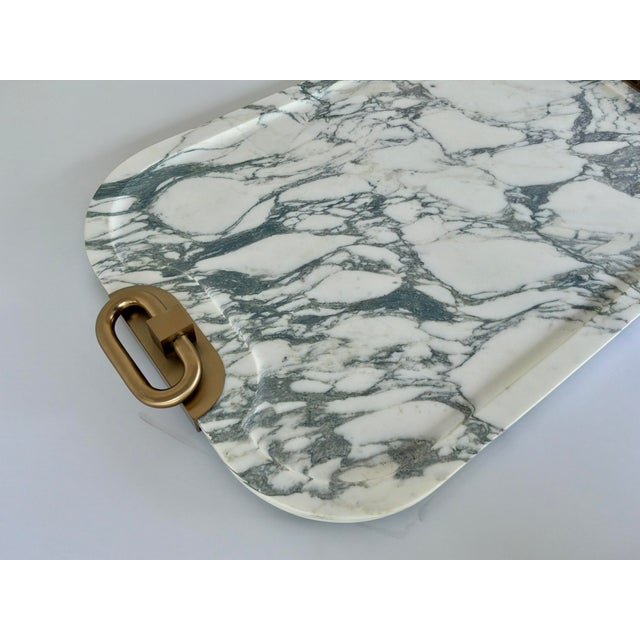 Modern Revelation Modern White Arabescato Marble Hippodrome Tray For Sale - Image 3 of 4