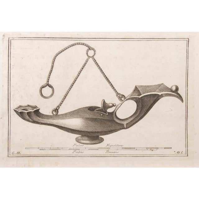 Pendant lamp made of bronze is an etching realized by lorenzo mangini (18th century). The etching belongs to the print...
