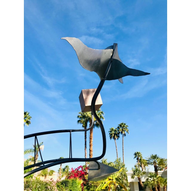 Metal 1980s Postmodern Steel Spiral Outdoor Sculpture For Sale - Image 7 of 13