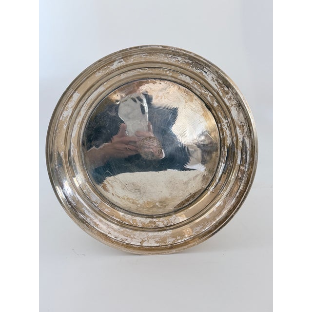 Silver Silver on Brass Wine Bottle Holder or Coaster With Lions Head Ring Handles For Sale - Image 8 of 11