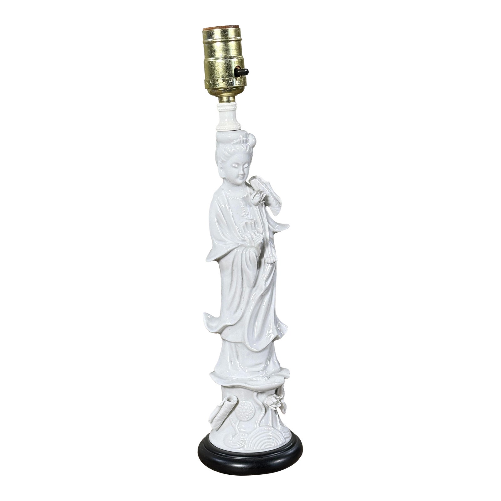 Vintage Japanese Blanc De Chine Porcelain Guanyin Table Lamp