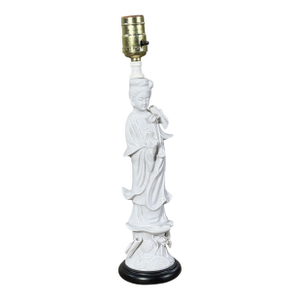 Vintage Japanese Blanc De Chine Porcelain Guanyin Table Lamp