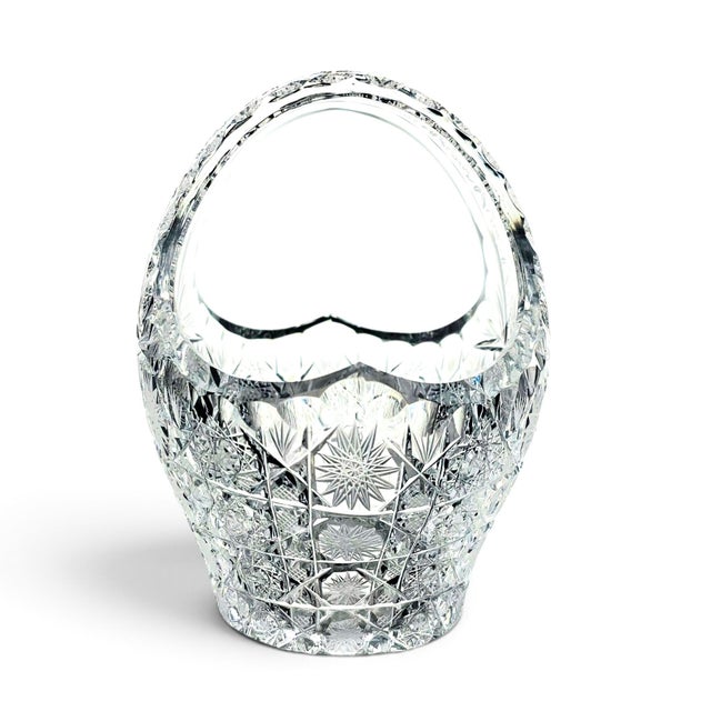 Transparent Mid-to-Late 20th Century Czech Bohemian Queen’s Lace Cut Crystal Basket 6" For Sale - Image 8 of 12
