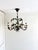 French five-light tole chandelier by J.P. Ryckaert, circa 1985–1995, with green leaves, lemons, and tangerines on a dark...