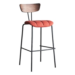 Lara Bar Stool with Rust Red Fabric For Sale