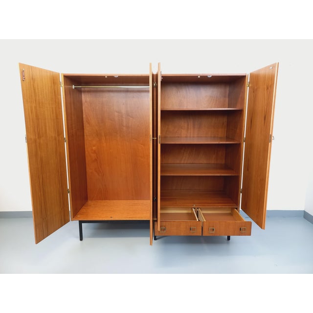 1960s Vintage Teak and Metal Wardrobe, 1960s For Sale - Image 5 of 16