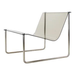 1960s Charles Hollis Jones Smoked Lucite Sling Chair