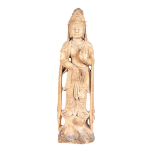 Vintage Southeast Asian Carved Stone Figure of Bodhisattva Guanyin