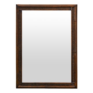 Large Mirror in Wicker and Vienna Straw Dark Finish by Lyda Levi, 1980s For Sale