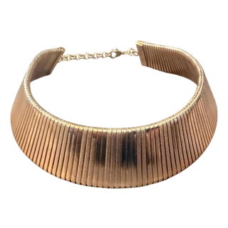 1990s Costume Jewelry Hand-Crafted Red Gilded Metal Italian Choker For Sale