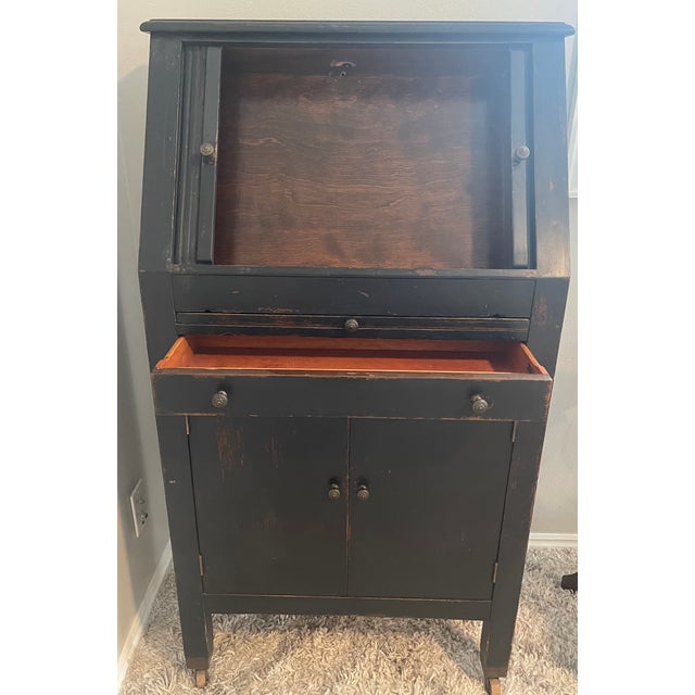 For your consideration is an authentic, highly unique antique roll-front cabinet manufactured by the legendary Hamilton...