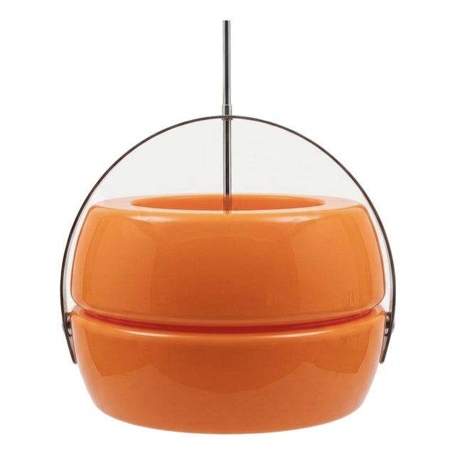 Vintage Space Age Orange Plastic Pendant Lamp, 1970s For Sale
