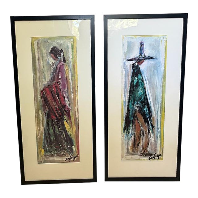 Vintage Framed Ted DeGrazia Mid-Century Southwestern Lithograph Prints Navajo Bride and Groom Pair For Sale
