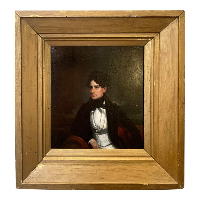 Superb American Portrait of Young Gentleman, Circa 1835–1840, Oil on Canvas For Sale