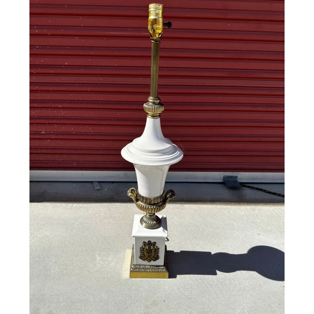 Westwood Lamps Vintage Westwood Industries White Porcelain/Brass Table Lamp For Sale - Image 4 of 11