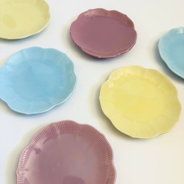 Colorful Pastel Lotus Plates by Lillian Vernon - Set of 6 For Sale In San Francisco - Image 6 of 7
