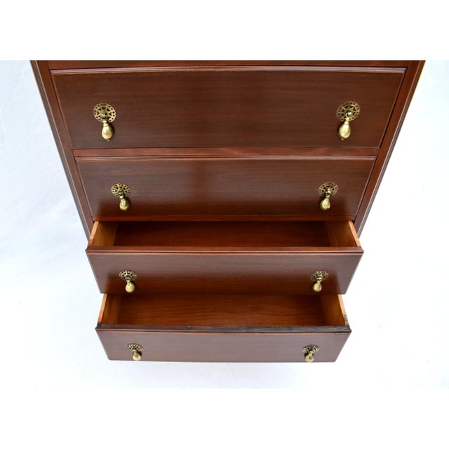 William and Mary Style Mahogany Chest of Drawers With Brass Pulls, Usa For Sale - Image 9 of 12