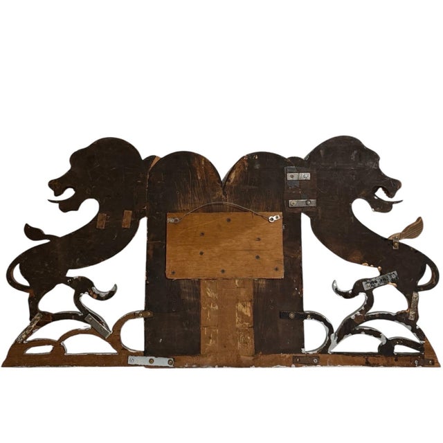 Rare Folk Art Hebrew Judaica Carved Gilded Wood Lions Torah Synagogue Sculpture, c.1920's-1940's For Sale In Miami - Image 6 of 18