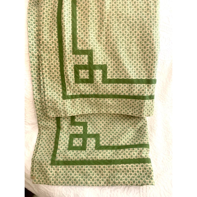 Vintage Jane Wilmer Haute Couture Linens Greek trim square pillowsham pair / approximately 24” x 24”/3” flange Green...